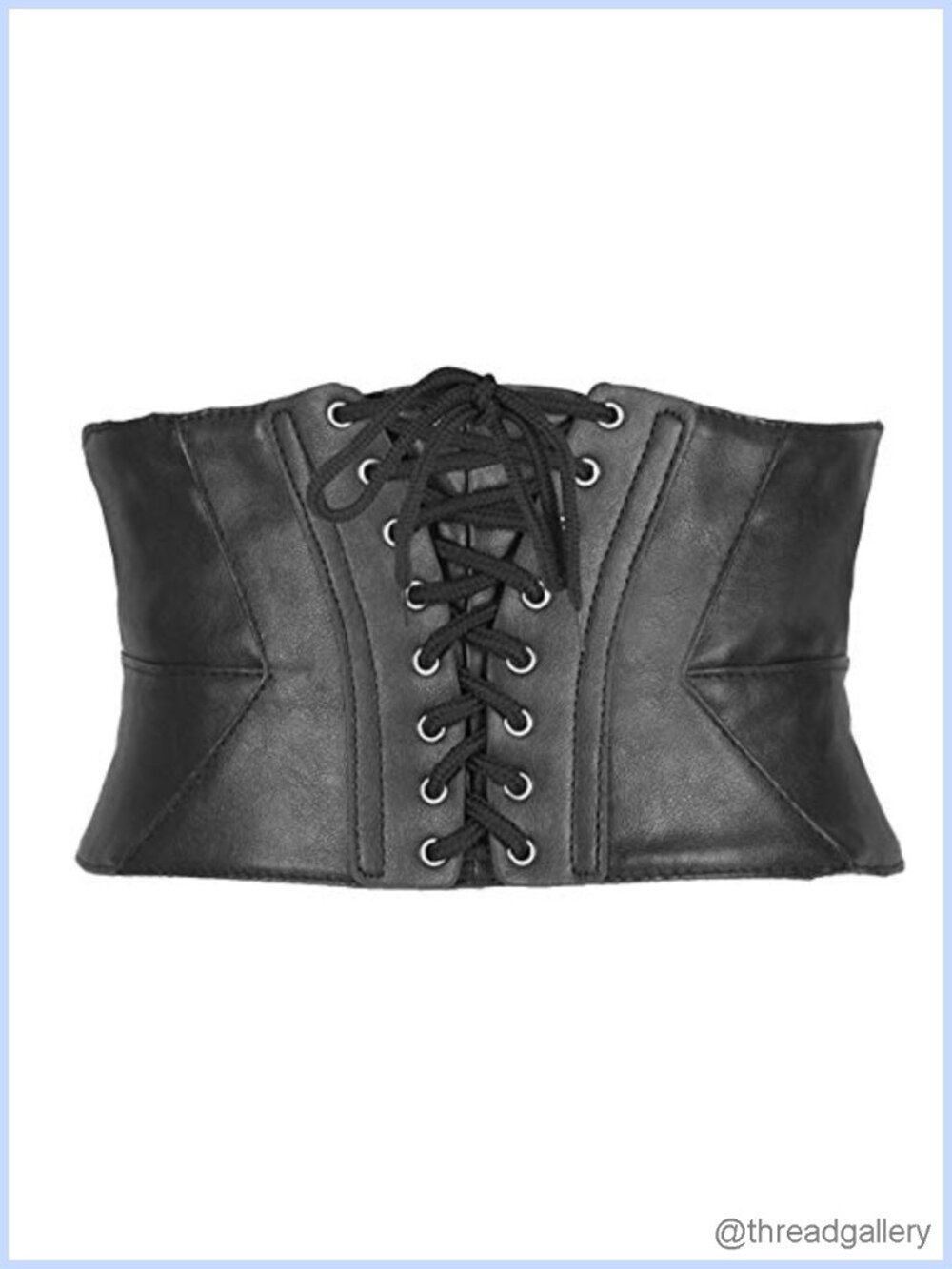 Elastic Corset Cinch Belt Wide Waist Faux Leather Lace-Up with Press Stud